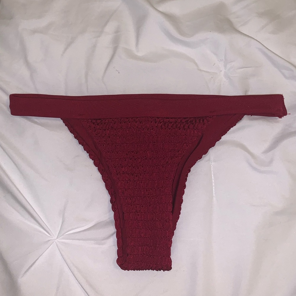 zaful smocked red bikini bottom